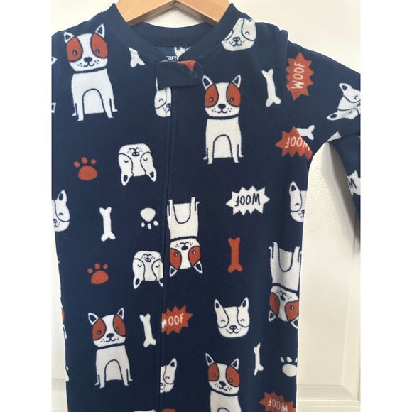 Carter’s Kids One Piece Navy Fleece Pajamas with Dogs Size 3T - Picture 10 of 12